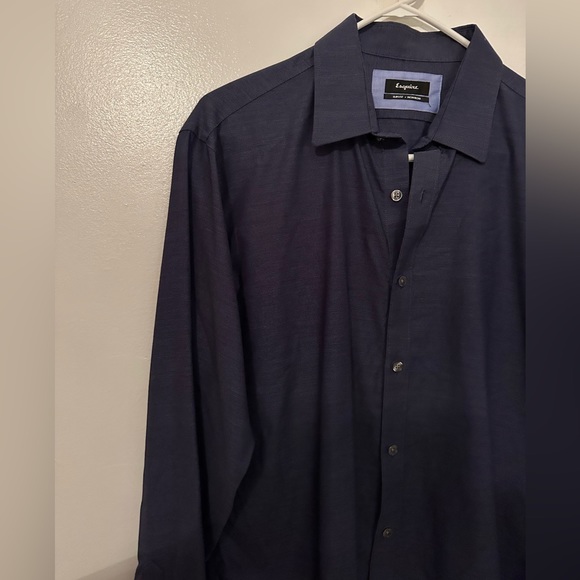 Esquire | Men’s Suit Shirt | Button Down Shirt | Navy Blue - Picture 6 of 11